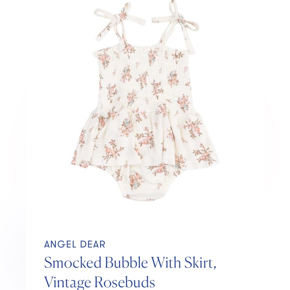 Angel Dear Smocked Bubble in Vintage Rose Design (Size 6-12 months)